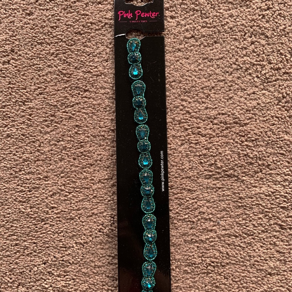 Pink pewter turquoise headband